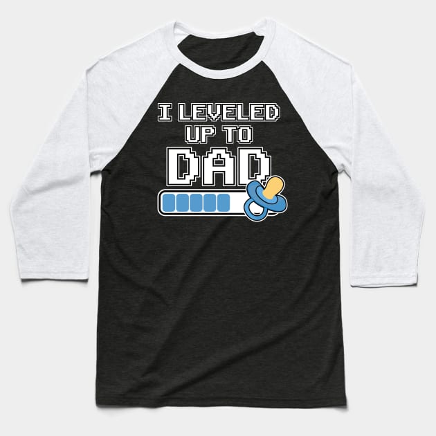 Leveled up to Dad Daddy Father Gift Birth Pregnant Baseball T-Shirt by Kuehni